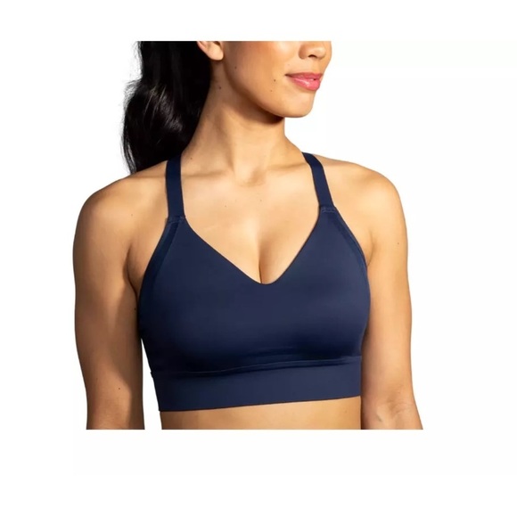 Brooks Drive Interlace Run Wireless Bra 32C/D NAVY Athletic Sports Bralette *E15 - Picture 1 of 5
